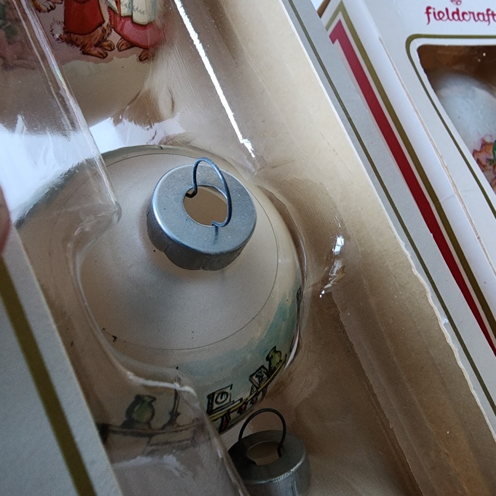 Bunnykins Christmas Ornaments Beatrix Potter Bed Fireplace Rabbits Glass Vintage - Picture 7 of 14